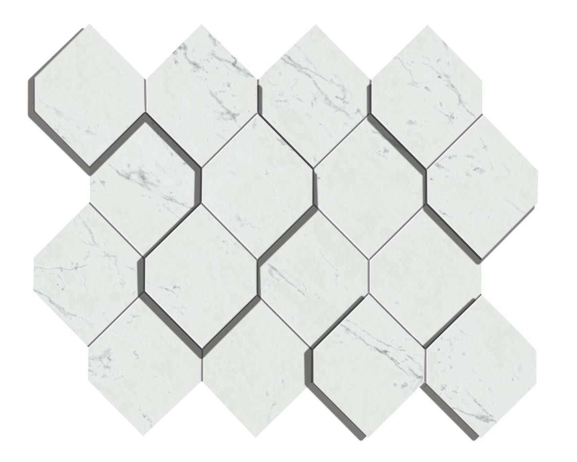 Marvel Carrara Pure Mosaico Esagono 3D (AS4A) 28,2X35,3 Керамогранит Atlas Concorde – Керамогранит и плитка 