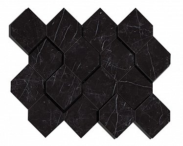 Marvel Nero Marquina Mosaico Esagono 3D (AS4B) 28,2X35,3 Керамогранит